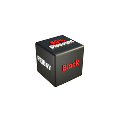Black Friday sale tag 50% Discount sale word cloud cube 3D rendering.