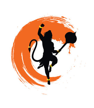 Lord Hanuman graphic trendy design with orange background

