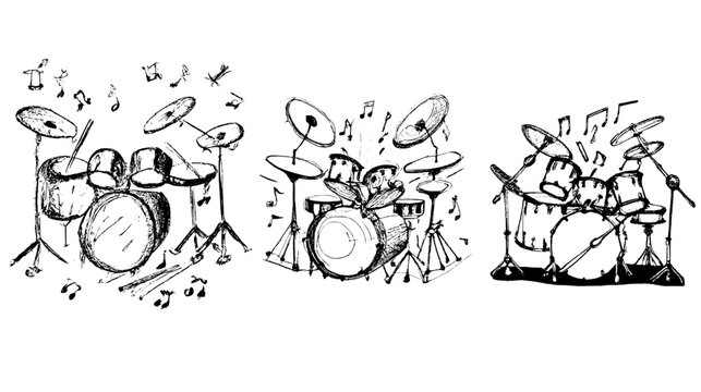 Trzy perkusje szkic ręczny