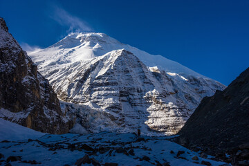 Mt. Dhaulagiri seen on the way to French pass in early sunny morning