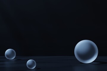 Light spheres on a black background, 3d render
