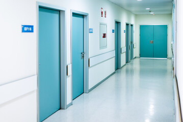 Doors in empty hospital hall