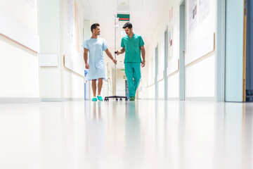 Doctor and patient in hall