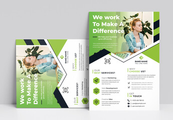 Abstract Corporate Flyer Template with Green Accents