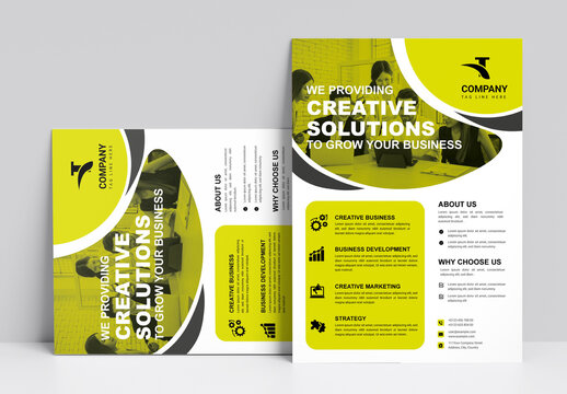 Business Flyer Layout with Green Circle Elements