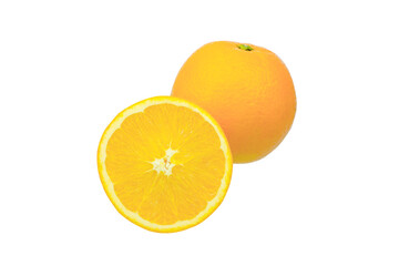 navel oranges on white background