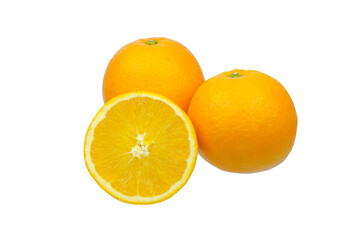 navel oranges on white background