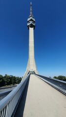Vertical shot of the Avala tower located in Beli Potok, Serbia - obrazy, fototapety, plakaty