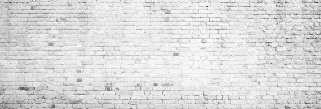 Fototapeta Mur z białej cegły, zdjęcie w układzie panoramicznym, panorama, tekstura