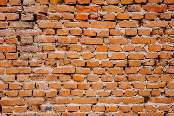 red brick wall, red brick background, old red brick