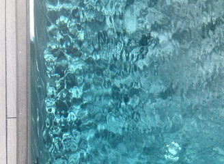 Blue water in the pool top view