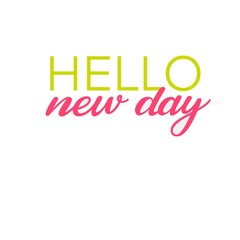 hello new day lettering greeting postcard