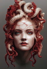 revived sculpture of the gorgon medusa - obrazy, fototapety, plakaty