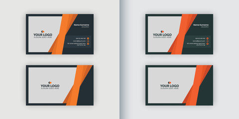 Corporate creative horizontal orange business card design