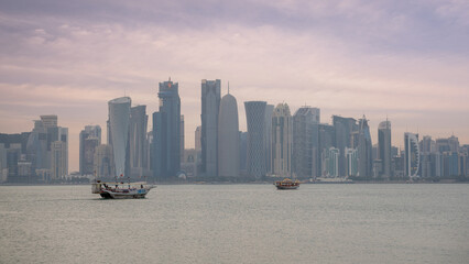 colorful Doha city skyline