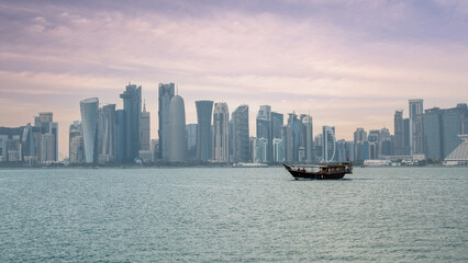 colorful Doha city skyline
