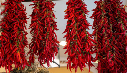 bunches of red hot peppers