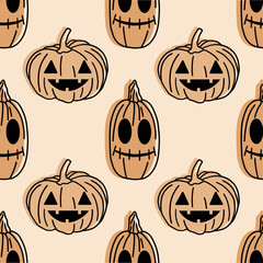 Halloween seamless pattern with pumpkins