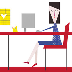 woman working in an office vector illustration