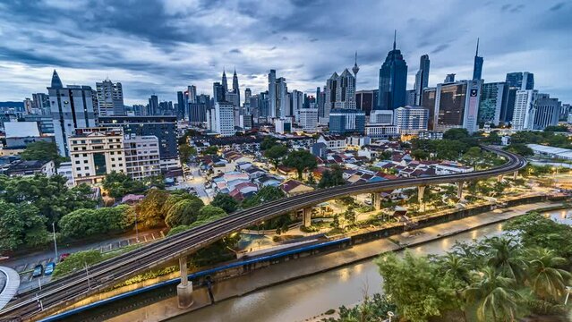 Timelapse 4k UHD footage of cityscape of Kuala Lumpur at during sunrise morning