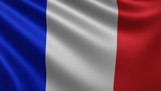 Close-up of the French flag waving in the wind. French national flag waving 3d, France flag with 4k resolution, French flag the wave close-up 3d. High quality 4k footage