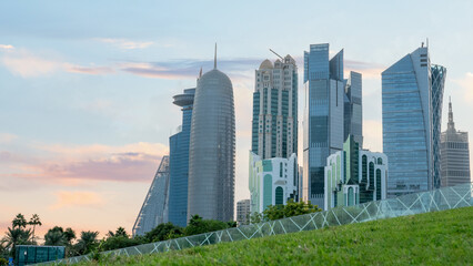 Fototapeta na wymiar colorful Doha city skyline