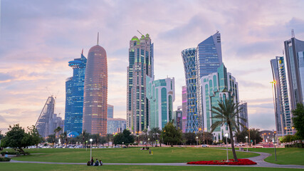 Obraz premium colorful Doha city skyline