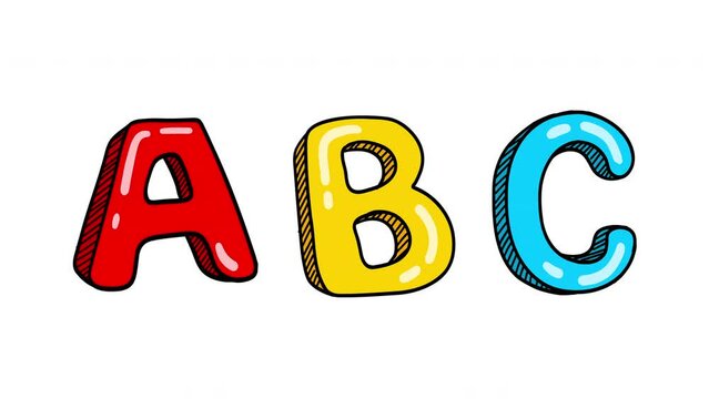 ABC Hand Drawn Animated Letters, Motion Alphabet, kids abc Video,  first ABC Learning, Board book title, children design, kids title, 4K ABC, My first Letter, first letter. Vintage Doodle Letters.