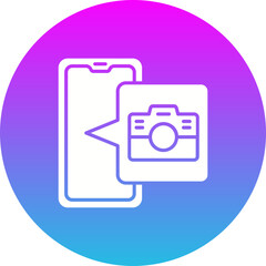 Camera Gradient Circle Glyph Inverted Icon