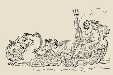 Vector image - Greek mythology god Poseidon
