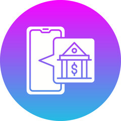 Online Banking Gradient Circle Glyph Inverted Icon