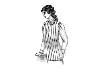 Girl with Fashion Nightdress – Vintage Illustration