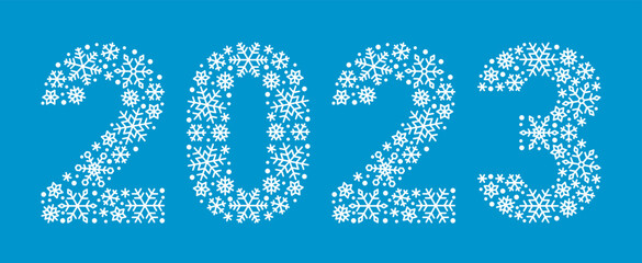 2023 number made from snowflakes. Vector graphics