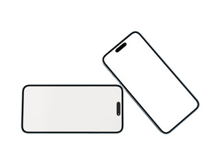iPhone 14 pro max Smartphone mockup for App and Website UI branding. 2 Phones in front side. 3D rendered Illustration.
