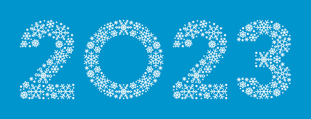 Fototapeta na wymiar 2023 number made from snowflakes. Vector graphics