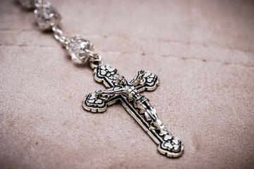 Fototapeta na wymiar detail of a crucifix, christian symbol, , with copyspace, religious theme background