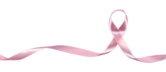 Pink ribbon isolated, symbol of pink autumn. Campaign against breast cancer.