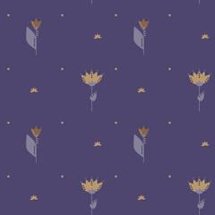 Autumn floral seamless pattern. Simple shapes. Nature motif.