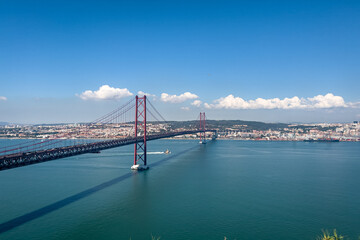 Fototapeta premium Panoramic view over the 25th april bridge in Lisbon