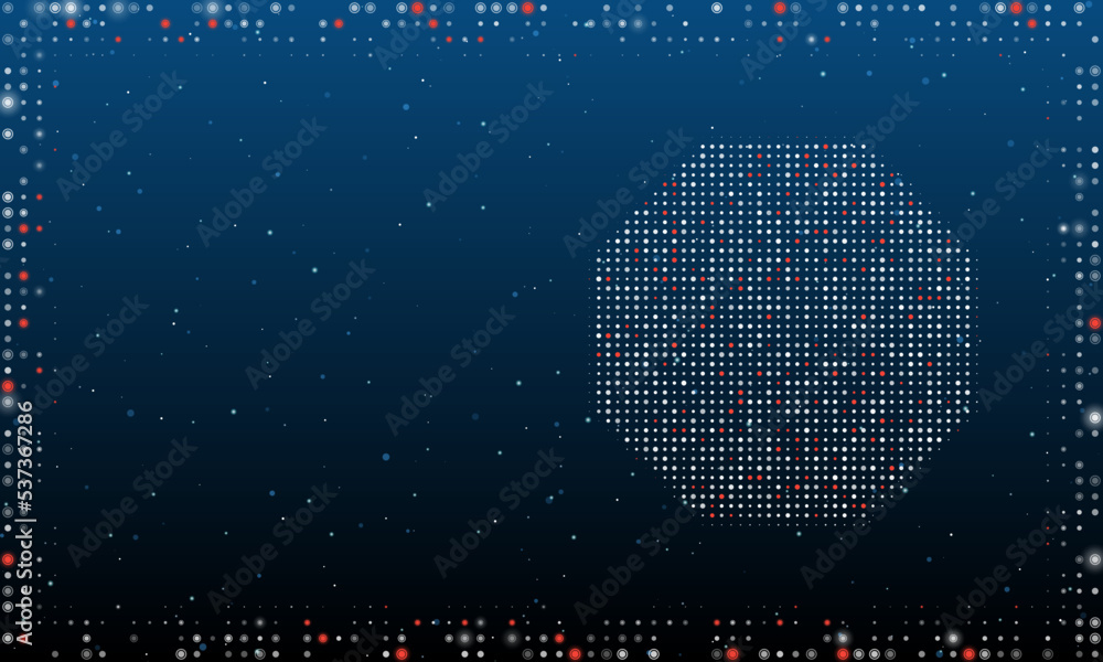 Poster on the right is the octagon symbol filled with white dots. pointillism style. abstract futuristic fr