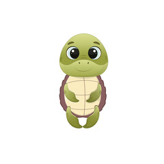 Cute cartoon turtle character.Turtle isolated on white background.Vector illustration for design and print
