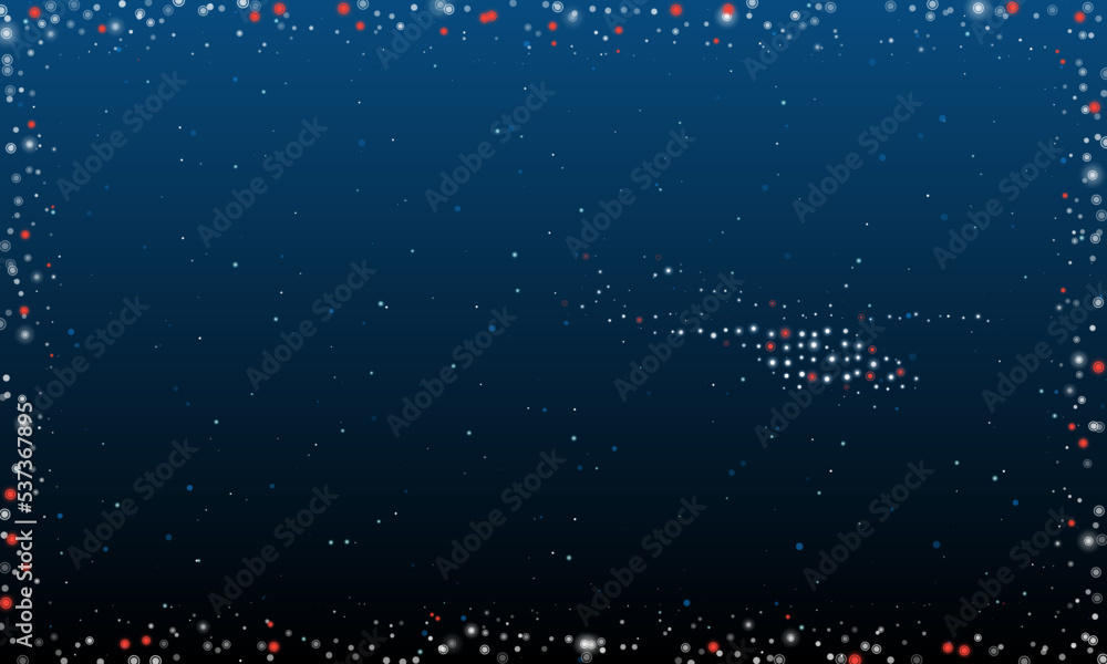 Poster on the right is the helicopter symbol filled with white dots. pointillism style. abstract futuristic