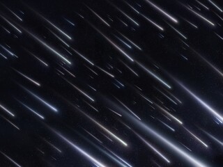 Beautiful meteor shower in the sky. The glow of thousands of falling meteorites in the atmosphere....