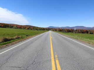 Fototapeta na wymiar Northern Vermont, scenic State Route, highway 58, during the autumn season.