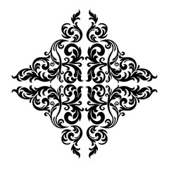 Vintage baroque frame scroll ornament engraving border floral retro pattern antique style acanthus foliage swirl decorative design element filigree calligraphy.