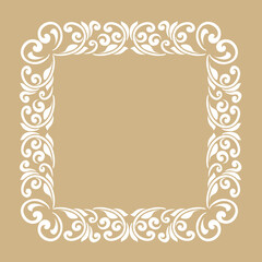 Vintage baroque frame scroll ornament engraving border floral retro pattern antique style acanthus foliage swirl decorative design element filigree calligraphy.