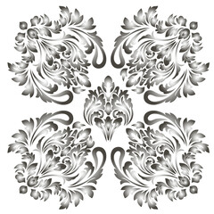 Vintage baroque frame scroll ornament engraving border floral retro pattern antique style acanthus foliage swirl decorative design element filigree calligraphy.