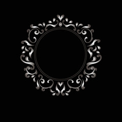 Vintage baroque frame scroll ornament engraving border floral retro pattern antique style acanthus foliage swirl decorative design element filigree calligraphy.