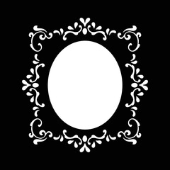 Vintage baroque frame scroll ornament engraving border floral retro pattern antique style acanthus foliage swirl decorative design element filigree calligraphy.