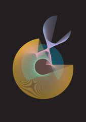 Abstract circles and waves. Rytms in color gradients. Movement, energy, perspective, composition.